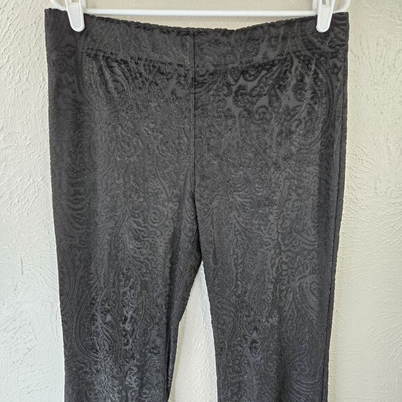 Free People Flare Pants M Black Velvet Burnout Whimsygoth Pull On Bell Bottom - Picture 4 of 12